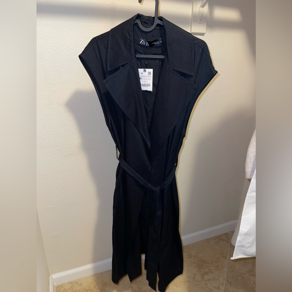 Black ZARA Long Vest